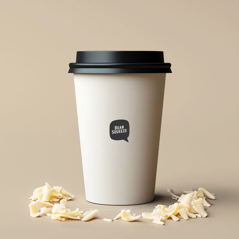 Bean Squeeze cup with white chocolate curls